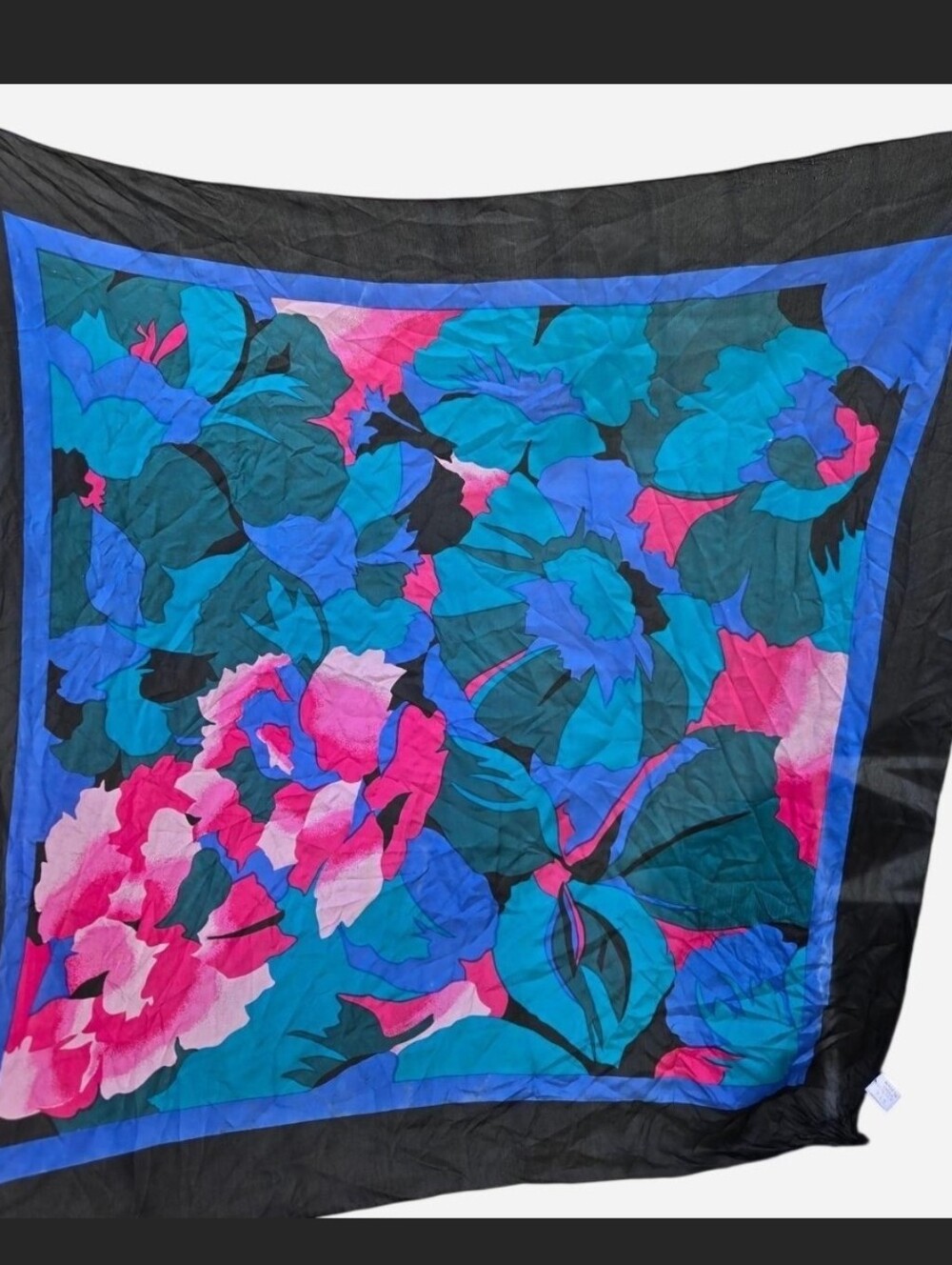 Vibrant 100% Silk Floral Square Scarf
